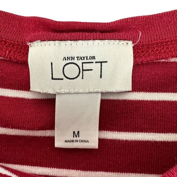 Loft Red Stripe Long Sleeve Tee size Medium - Picture 3 of 4